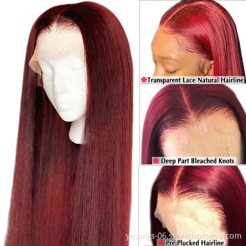 Yeswigs Wholesale 27#30#99J 613 Blond Lace Front Wig Human Hair Wigs For Black Women Brazilian Straight Cuticle Aligned Hair Wig